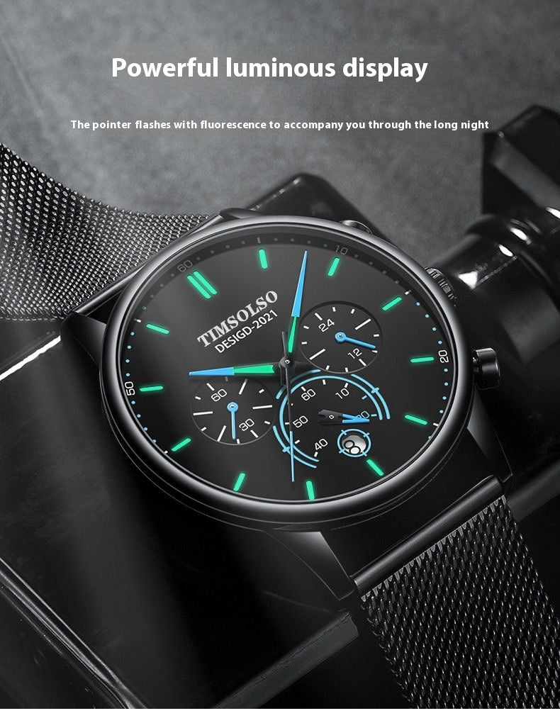 Sleek High-End Calendar Quartz Watch