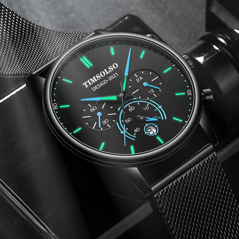 Sleek High-End Calendar Quartz Watch