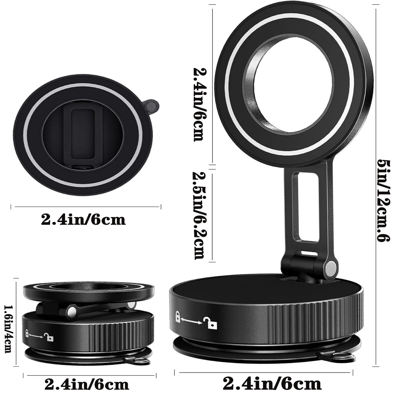 Foldable Vacuum Magnetic Car Phone Holder