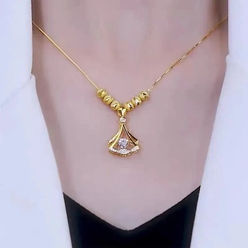Gold Plated Fan Necklace-Elegant & Stylish