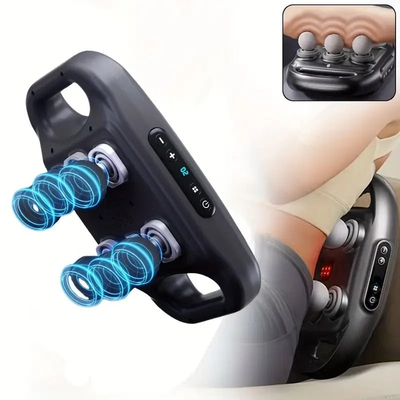 6-Head Fascia Massage Gun | 9 Modes | 9 Intensities | USB Rechargeable | Quiet | Powerful