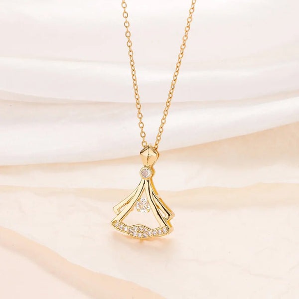 Gold Plated Fan Necklace-Elegant & Stylish