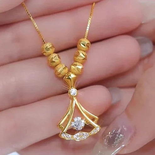 Gold Plated Fan Necklace-Elegant & Stylish