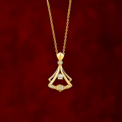 Gold Plated Fan Necklace-Elegant & Stylish