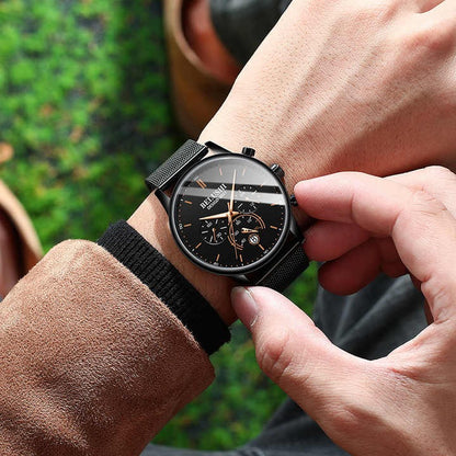 Sleek High-End Calendar Quartz Watch