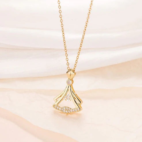 Gold Plated Fan Necklace-Elegant & Stylish
