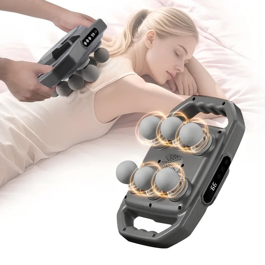 6-Head Fascia Massage Gun | 9 Modes | 9 Intensities | USB Rechargeable | Quiet | Powerful