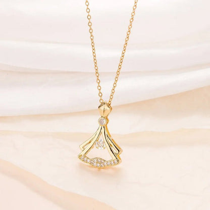 Gold Plated Fan Necklace-Elegant & Stylish
