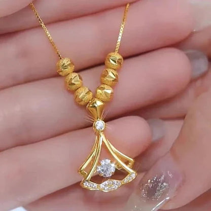 Gold Plated Fan Necklace-Elegant & Stylish
